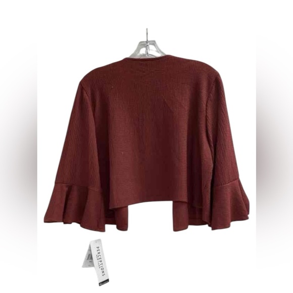 Perceptions Womens Cardigan with Flounce Sleeves, Textured, Knit, Open Front PXL - Picture 3 of 7